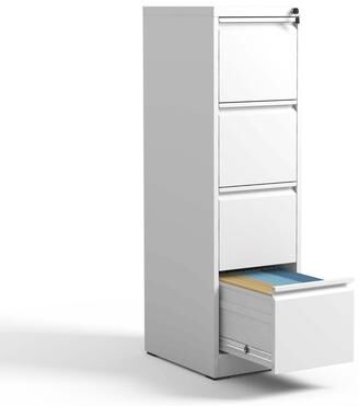 Ostweer Modern Filing Cabinet, Vertical Filing Cabinet with 4 Drawers, Anti-Tilt System and Locks, for Home Office, White