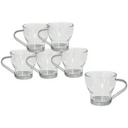 BERGNER - Set mit 6 Glaskaffeetassen (85 ml) mit Edelstahlgriff