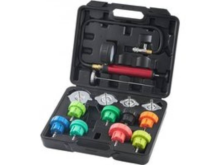VEVOR 14 PCS Kit de Testeur de Pression du Liquide de Refroidissement du Radiateur Universel avec Pompe Manuelle Adaptateurs Capuchons Test à Code Couleur Boîte à Outils pour Voitures Motos Camions