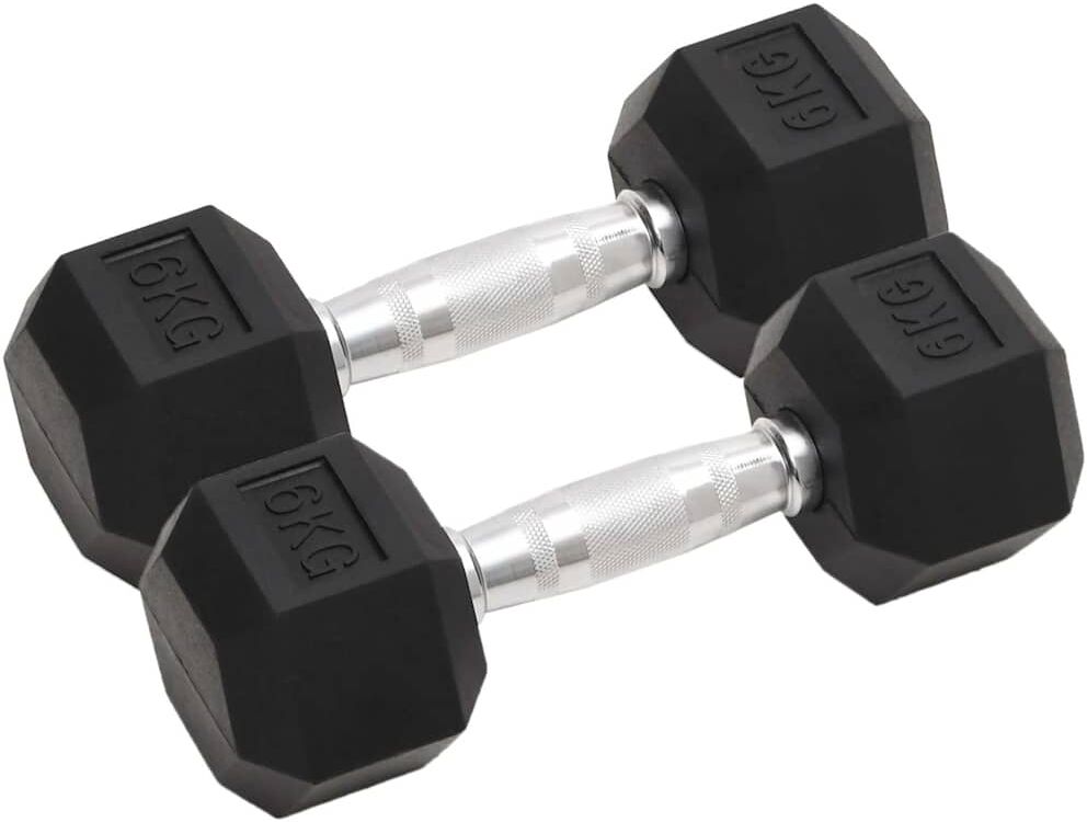 vidaXL Haltères 2 pcs 6 kg Total Fonte