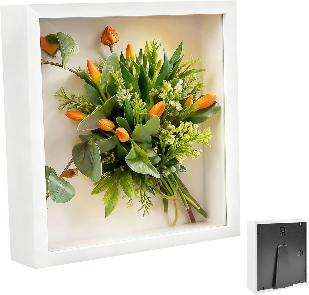 Diepe 3D Fotolijst Wit met Houten Lijst en Acrylplaat, 10x15 cm