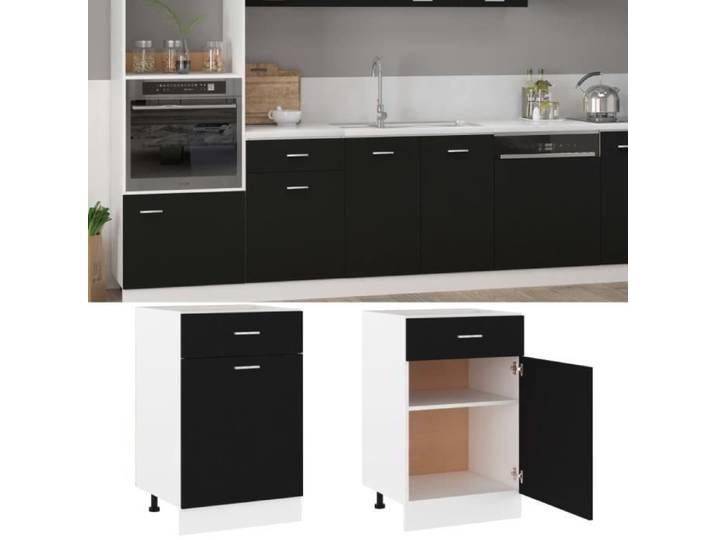 Armoire de cuisine à tiroir - GKK - Noir 50x46x81 5 cm - Elégance - Chic