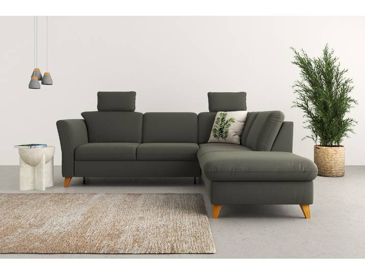 Ecksofa, 100% Polyester, Anthrazit 252×213 cm, Mit Bettfunktion & Stauraum, Modern, Home-affaire