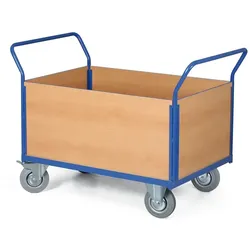Plattformwagen - 4 Holzwände, Ladefläche 1000 x 700 mm, 400 kg