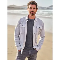 engbers Herren Modisches Strick Overshirt Grau regular uni Knopfleiste - S