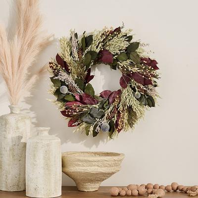 "Dried Burgundy Basil Wreath, 22"" - Grandin Road"