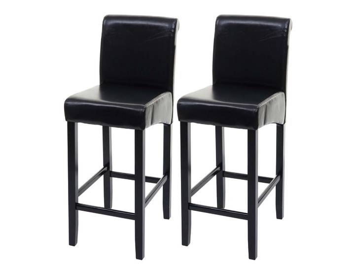 Jamb Barhocker Schwarz 2er-Set, Holz, 39x105x53 cm, Esszimmer, Barmöbel, Barhocker