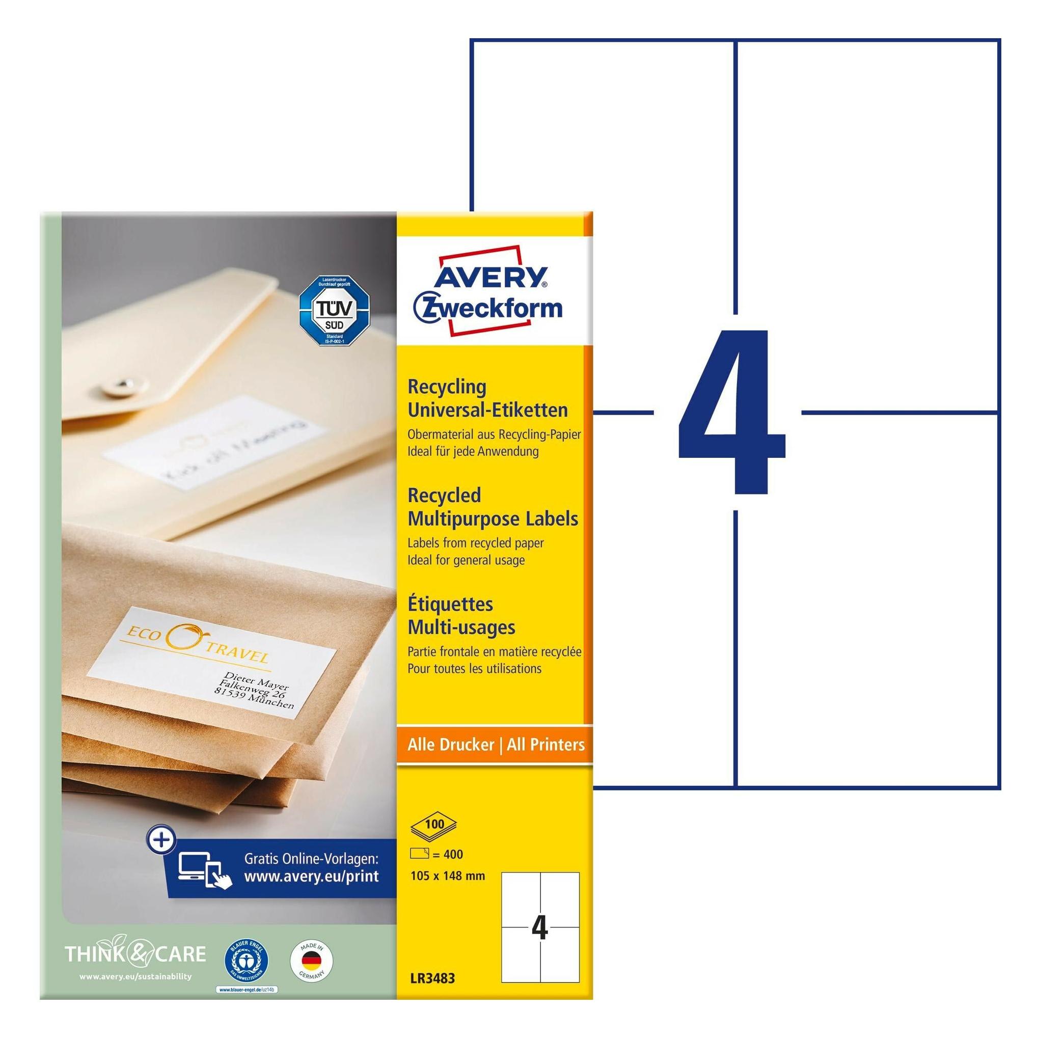 Avery Recycling Universal-Etiketten (LR3483)