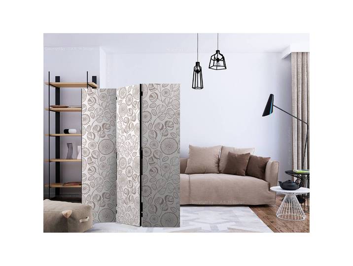 Paravent Abstract Branches Vlies / Buche Weiß 135 x 172cm 3-teilig
