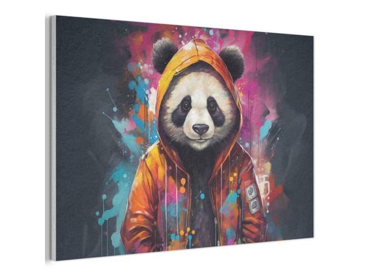 MuchoWow Akustikbild Panda - Jacke - Graffiti - Orange Akustikpaneele 90x60 cm, Kunststoff, Rechteckig, 90x60x0.9 cm, Tapeten & Wandverkleidungen, Akustikpaneele