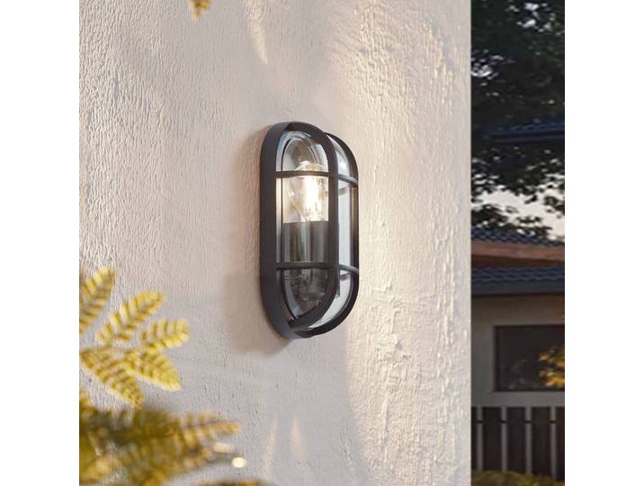 Außenwandleuchte Serine Lucande, dimmbar, schwarz, Aluminium, Wandlampe