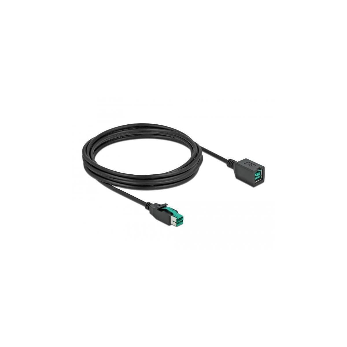 Delock PoweredUSB verlengkabel 12V, 4 meter, zwart