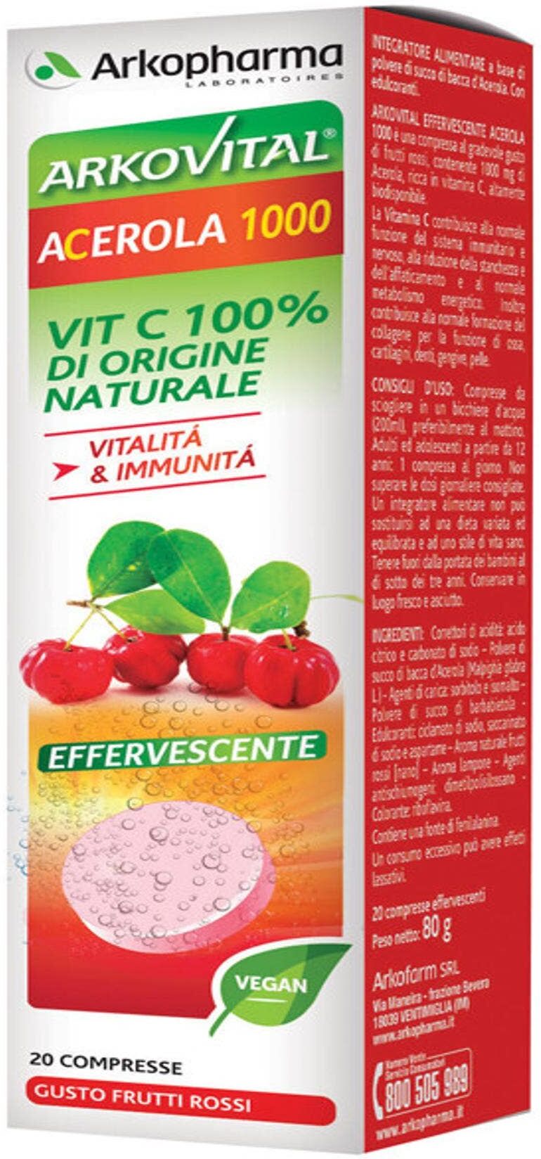 ARKOPHARMA Arkovital - Acerola 1000 20 Compresse Effervescenti 
