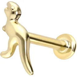 14 Karat Gold Labret mit Innengewinde DINOSAURIER
