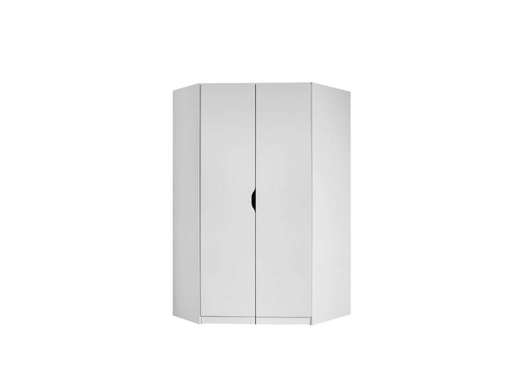 Eckkleiderschrank RAUCH Freiham , weiss (weiß hochglanz), B:90cm H:197cm T:108,5cm, Holzwerkstoff, Schränke, Eckkleiderschrank, mit Griffmulde