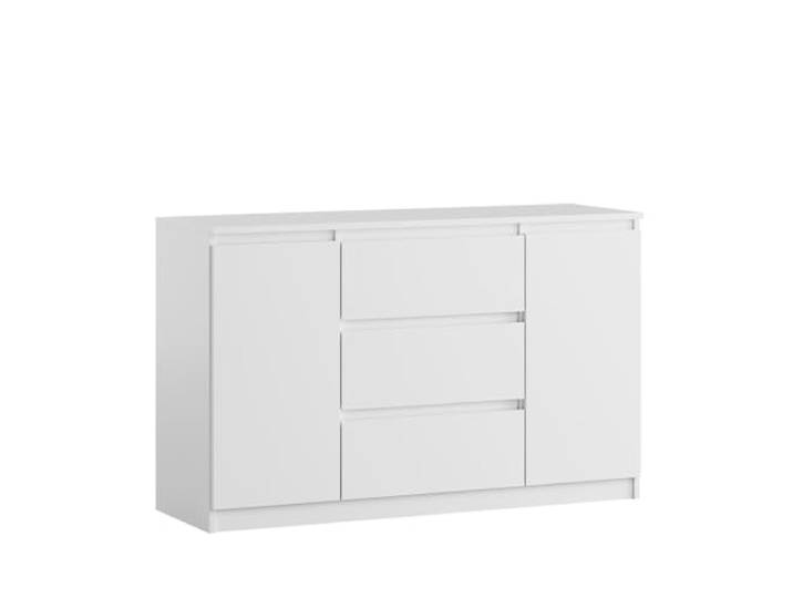 YUMEBLY Kommode 2 Türen 3 Schubladen Weiß 120 cm Ideal für Schlafzimmer, Wohnzimmer, Kinderzimmer und Büro Große geräumige Kommode 120x75x40 cm