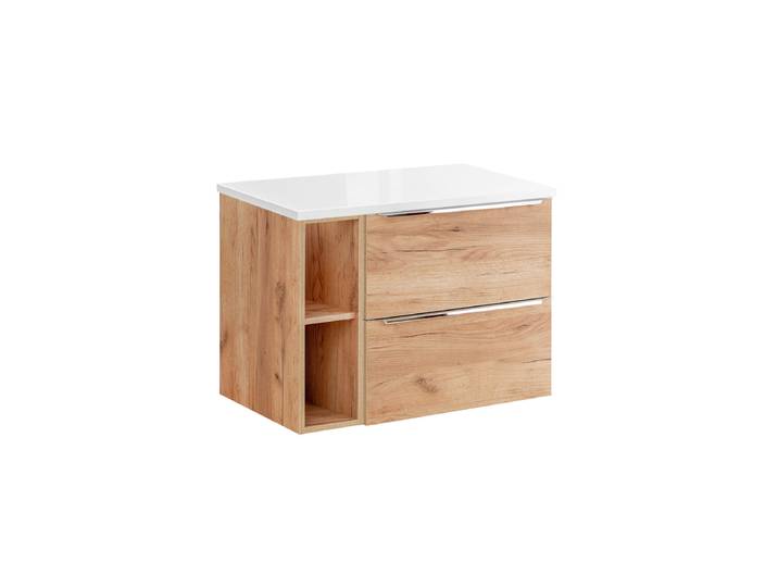 Meuble sous-vasque 80cm 2 niches April Bois et Blanc