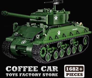 Inspired Finds WWII US Army M4 Tank Building Blocks Set Military Model Puzzle Toy 1682 Pcs