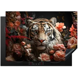 HERDABDECKPLATTE Tiger - Tier - Natur - Floral - Botanisch Herdabdeckung Induktionsfeld 75x52 cm
