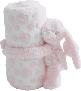 Inspire Curations Bunny Plush And Flannel Baby Blanket Gift Set pink