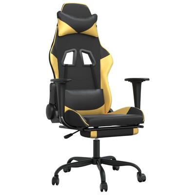 Décoshop26 - Bürostuhl Gaming-Stuhl auf Rollen mit Fußstütze schwarz-goldenes PVC DEC025772