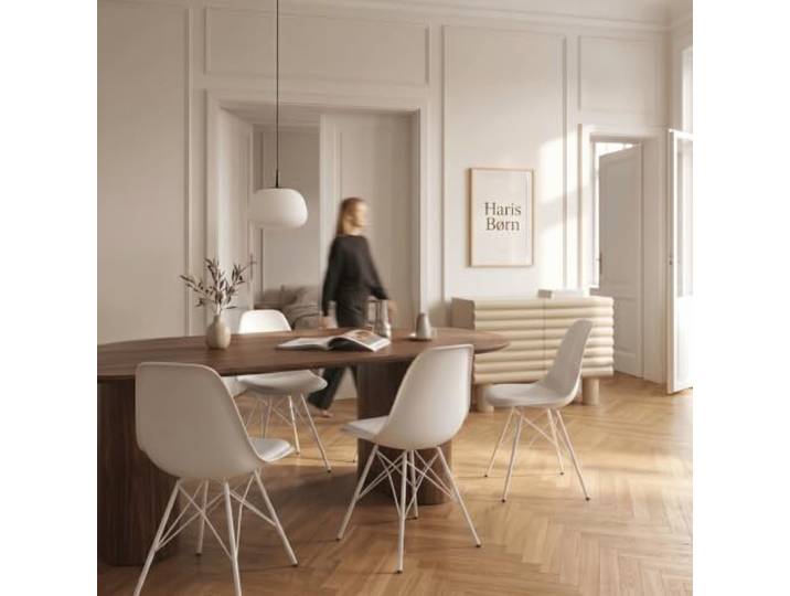 Haris Børn® Esszimmerstühle (4er Set) Weiß, Gestell Weiß - Schalenstuhl aus Kunststoff - Stühle Esszimmer, Esstisch Stühle & Küchenstühle - Esszimmerstuhl 30 Tage risikofrei testen