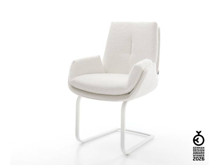 Freischwinger Clea-Flex Bouclé Creme-Weiß Freischwinger flach Weiß, Esszimmerstühle