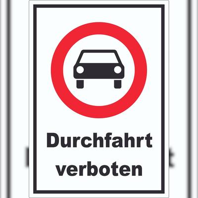 HB-Druck Durchfahrt verboten PKW Symbol Aufkleber A8 (52x74mm)