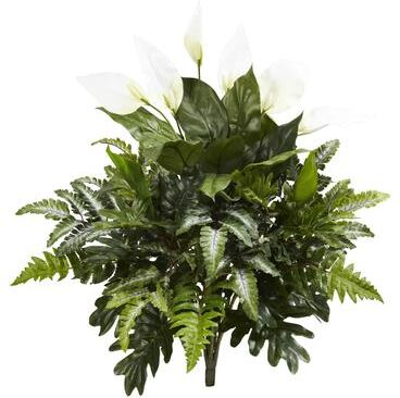 Nearly Natural "27"" Mixed Spathifyllum Artificial Plant (Set of 2)of 2) - h: 27 in. w: 23 in. d: 23 in"