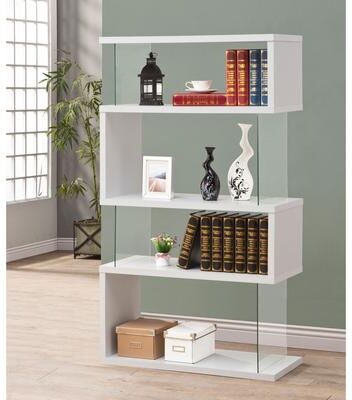 Coaster Emelle 63-inch 4-shelf Glass Panel Bookshelf