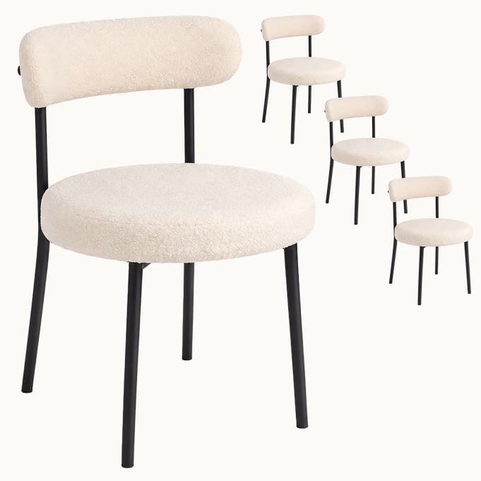 Relaxdays Eetkamerstoel set in bouclé