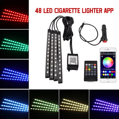 Inspire Picks Car Interior LED Ambient Light Strips Dashboard & Console Cold Light Atmosphere Lamps 48led Remote App Cig