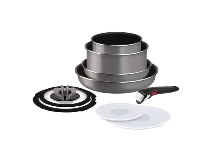 Ingenio L1619192 Kochgeschirr, 9-teilig, Cassis Grey, Tefal