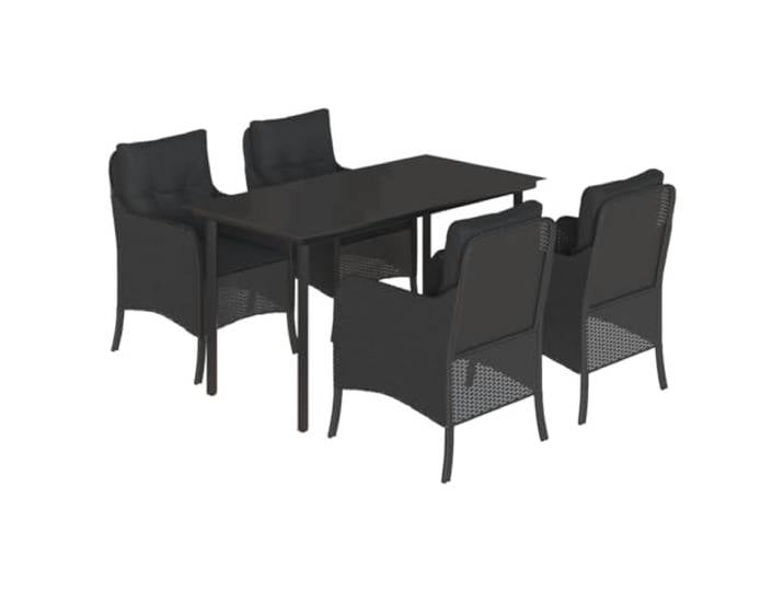 PUGYNBK Esszimmer-Set für den Garten, 5-teilig, synthetisches Rattan, Schwarz