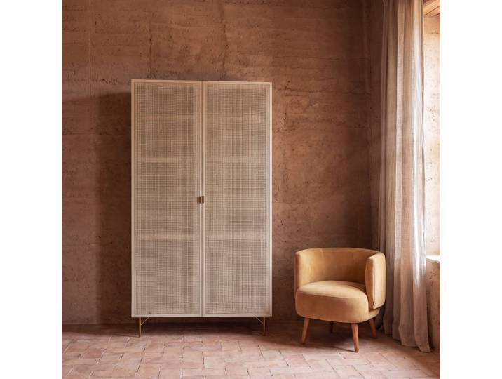 Armoire 2 portes en rotin tressé, L105 cm