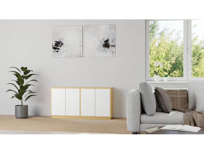 30 cm tiefe Kommode mit Flügeltüren Buche Natur geölt