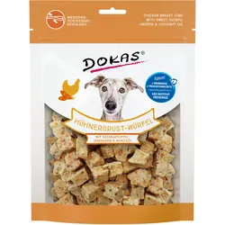 DOKAS Würfel & Kokosöl 150 Gramm Hundesnacks Hühnerbrust mit Süßkartoffel, Leinsamen 8 x 150 Gramm
