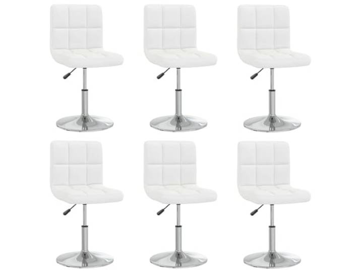 HGPOTUY Esszimmerstühle 6 STK Weiß Kunstleder Verchromtes Stahlgestell, Höhenverstellbar, Modernes Design, Pflegeleicht