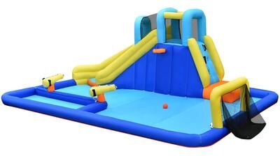 6 in1 Inflatable Water Slides Giant Water Park with Air Blower