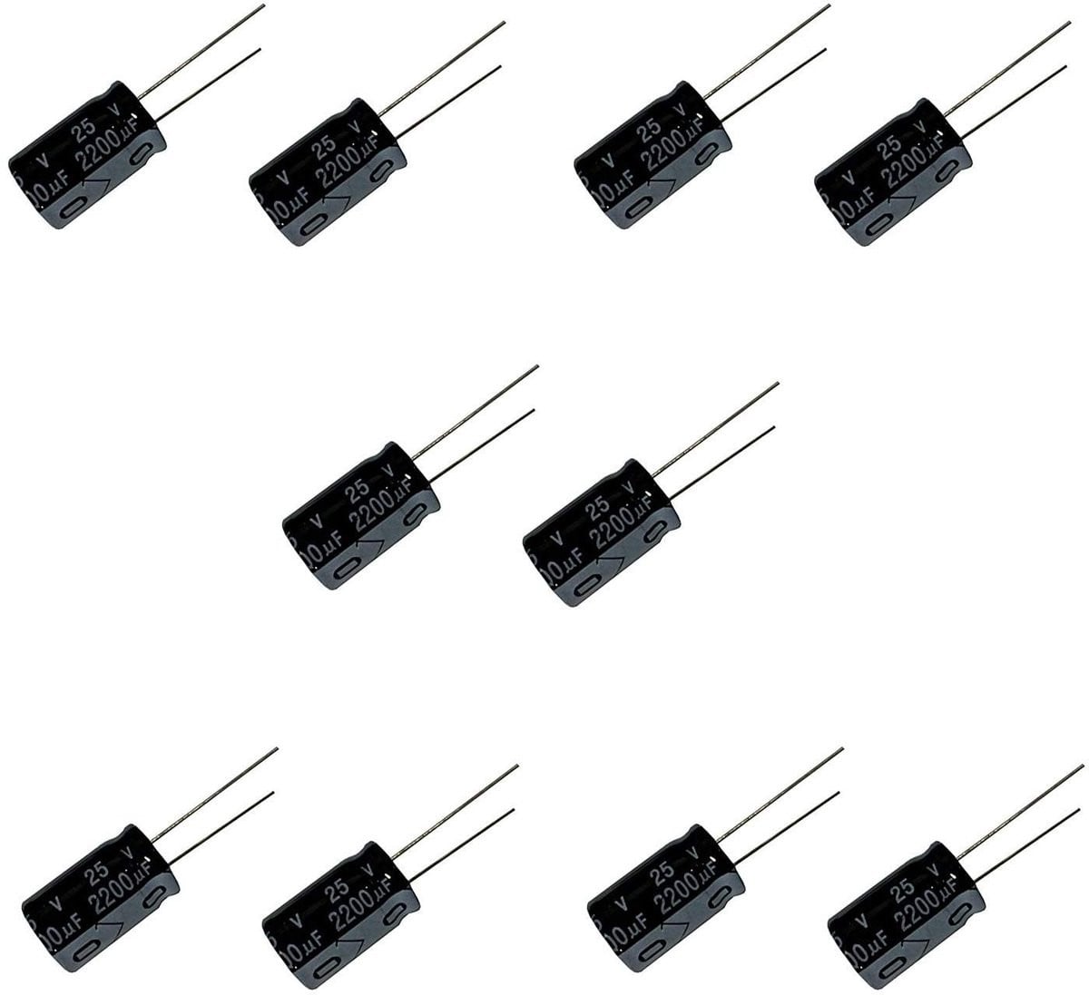 10 stuks 2200uF 25V elektrolytische condensatoren voor elektronica toepassingen