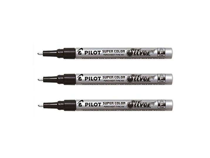 Pilot 3 stuks marker Super Color lichaam aluminium fijne punt zilver