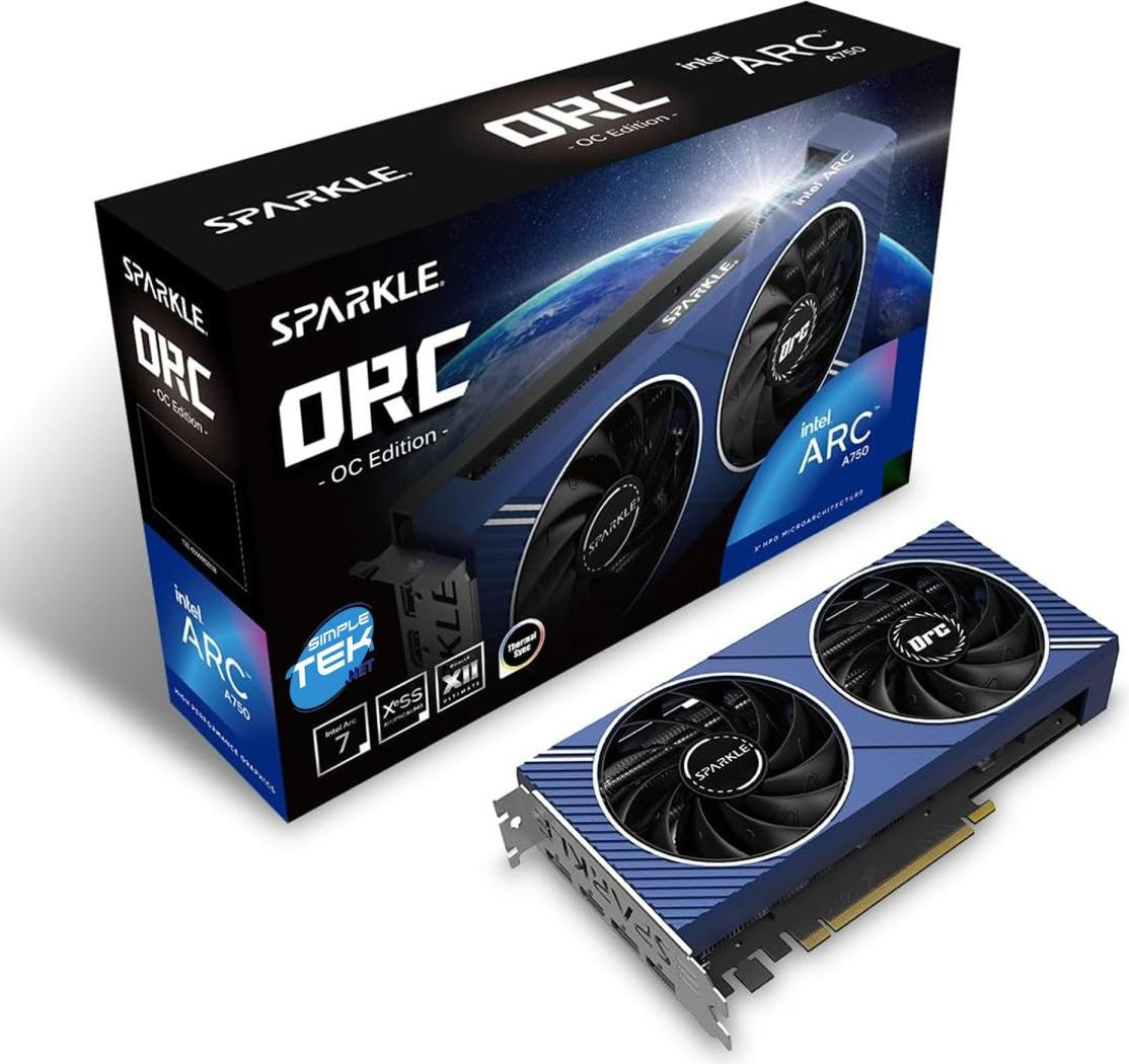 Sparkle Intel Arc A750 ORC OC Grafische Kaart met Dubbele Ventilator, 8GB