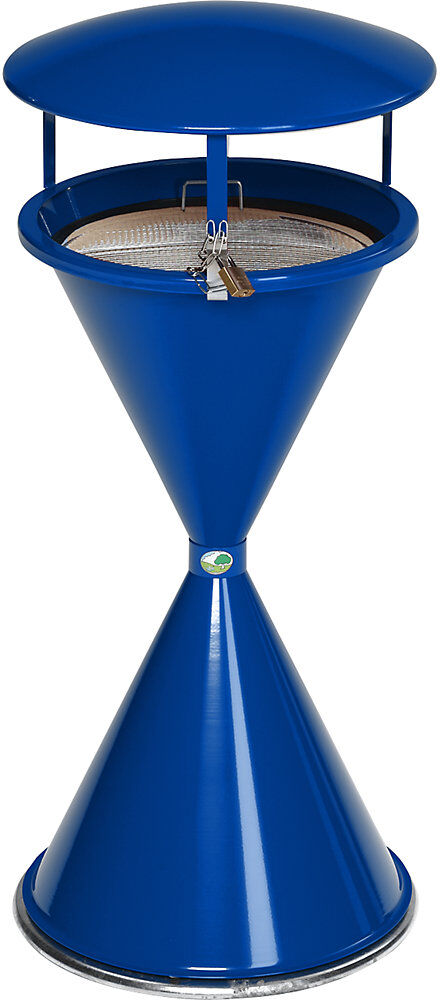 Kegelascher aus Stahl, Ø 400 mm, mit Dach, blau VAR