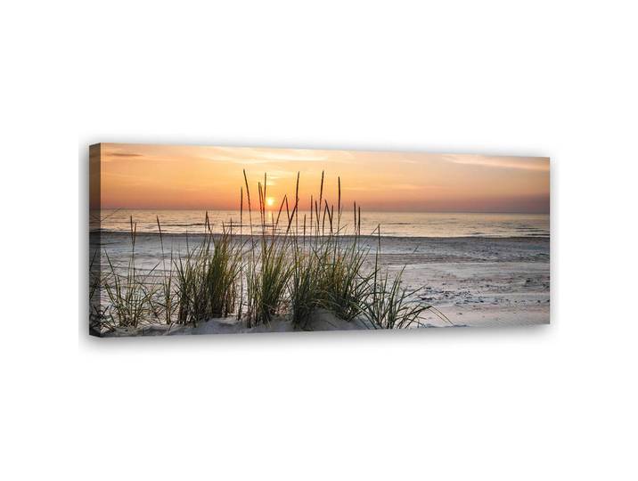 Feeby Wandbild sonnenuntergang am strand, Orange, Landschaft/Berg, Rechteckig, 90x30 cm, Bilder & Rahmen, Bilder, Leinwandbilder