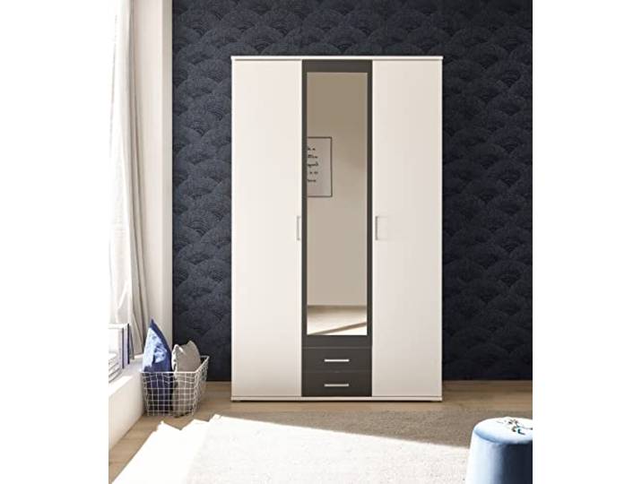 möbelando Kleiderschrank >Hanau< (BxHxT: 120x196x54 cm) in Weiß/Graphit