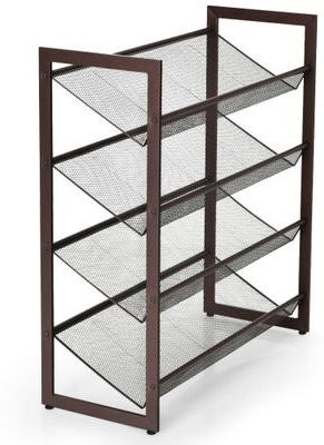 Costway 2/3/4 Tiers Flat and Slant Metal Shoe Rack for Entryway Hallway-4-Tier