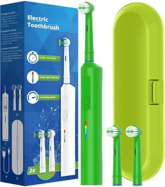 Inspire Essentials Rechargeable Electric Toothbrush With Rotating Brush Head Compatible With Oral B green