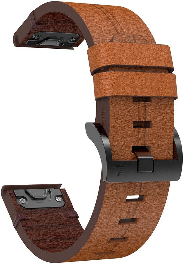 INCOVER Universal Garmin 22mm QuickFit Læder Rem - Mørkebrun