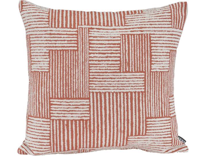 Dekokissen H.O.C.K. Lou , terrakotta, gestreift, B:50cm H:10cm L:50cm, Obermaterial: 100% Polyester. Füllung: 100% Polyester, Dekokissen_Sitzkissen_Kissenhüllen, Dekokissen, Sofakissen inkl. Füllung, 50x50cm, Dekokissen, feine Streifen