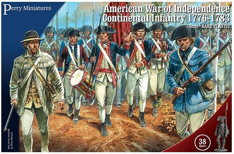 Pack 38 figurines Infanterie Continentale Guerre d'Indépendance des Etats-Unis 1776 / 1783 - Perry Miniatures